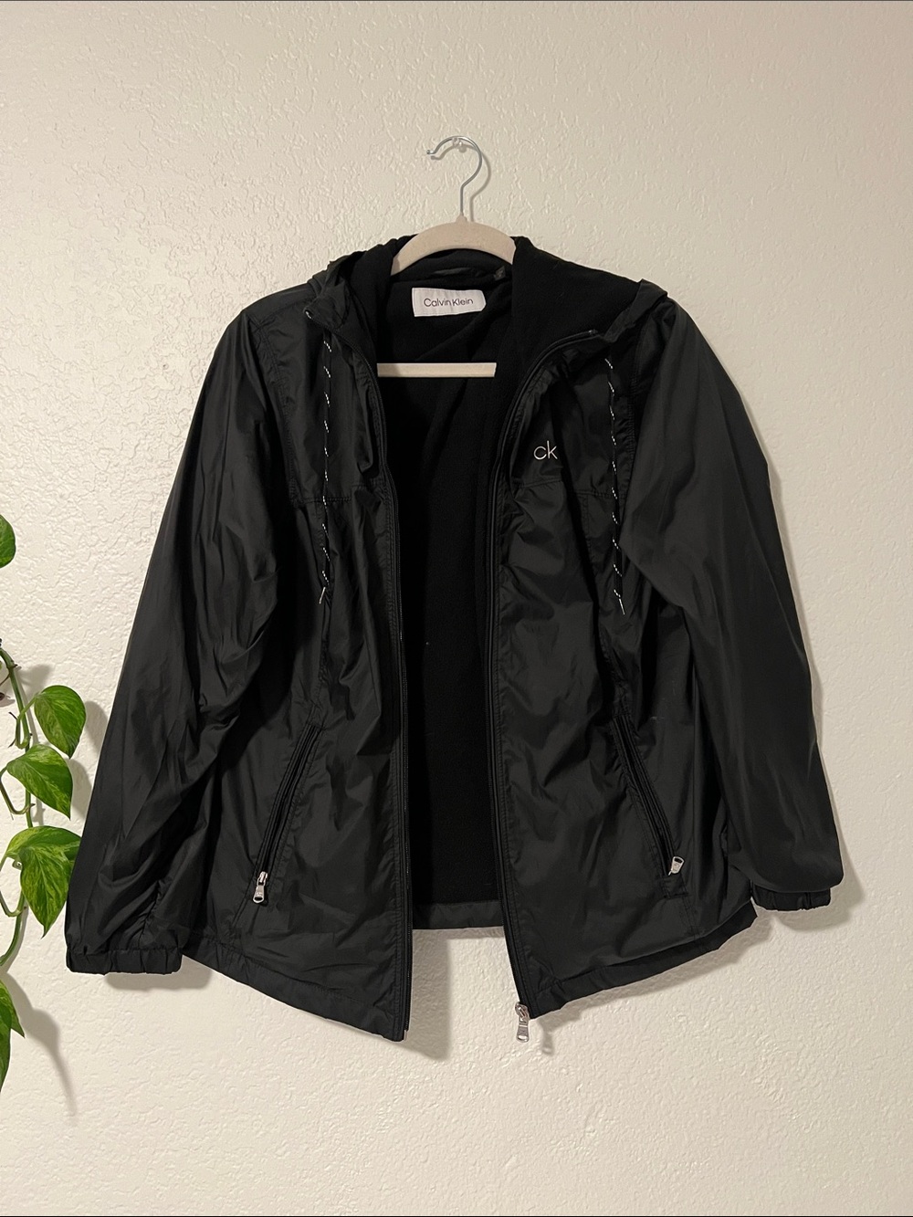 Calvin Klein Black Hooded Shell Jacket with Subtle CK Logo